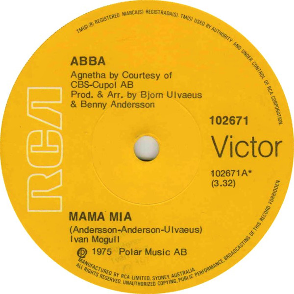 Accords et paroles Mama-mia ABBA