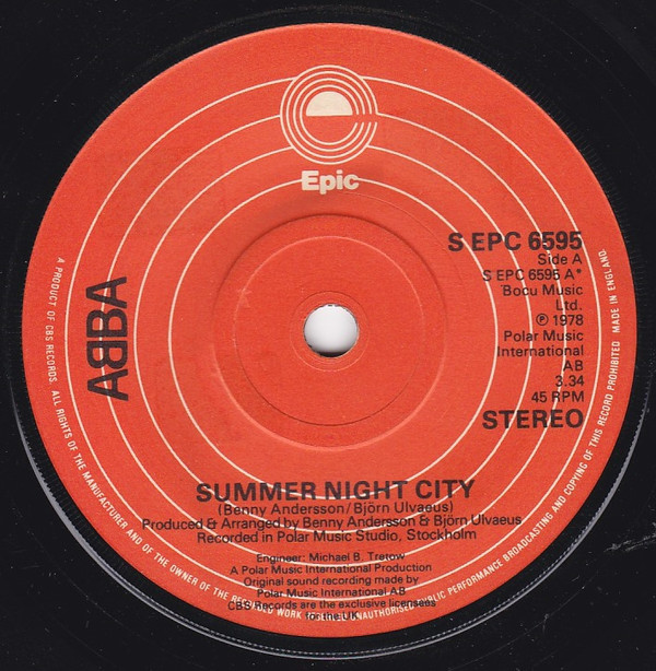Accords et paroles Summer Night City ABBA