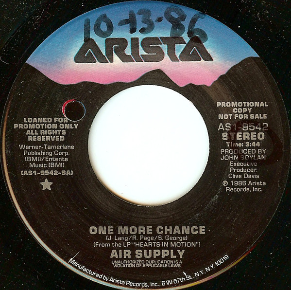 Accords et paroles One More Chance Air Supply
