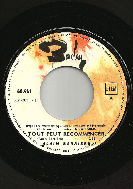 Accords et paroles Tout s'en va déjà Alain Barrière