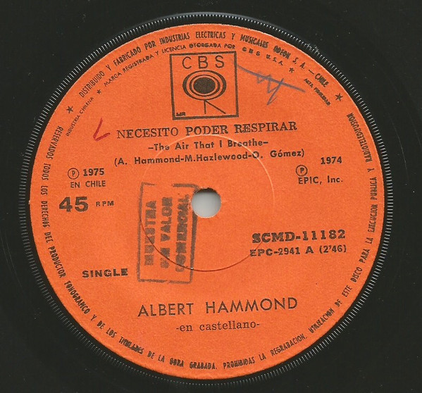 Accords et paroles Necesito Poder Respirar Albert Hammond