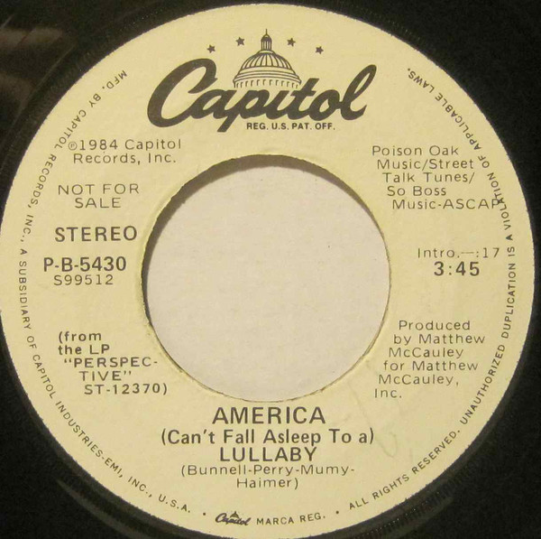 Accords et paroles Cant Fall Asleep To A Lullaby America
