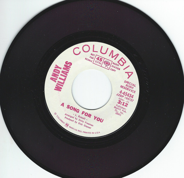 Accords et paroles A Song For You Andy Williams