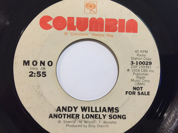 Accords et paroles Another Lonely Song Andy Williams