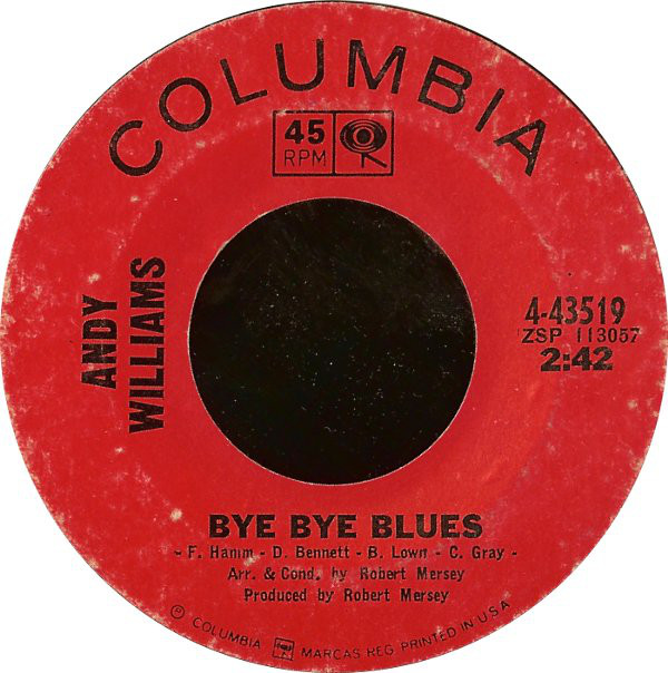 Accords et paroles Bye-bye Blues Andy Williams