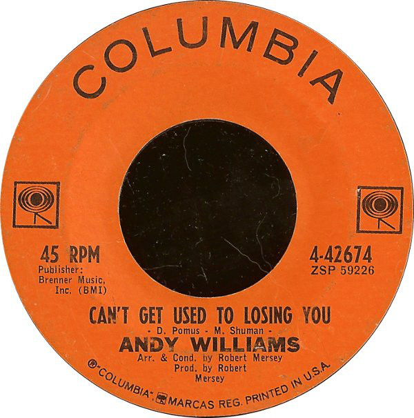 Accords et paroles Cant Get Used To Losing You Andy Williams