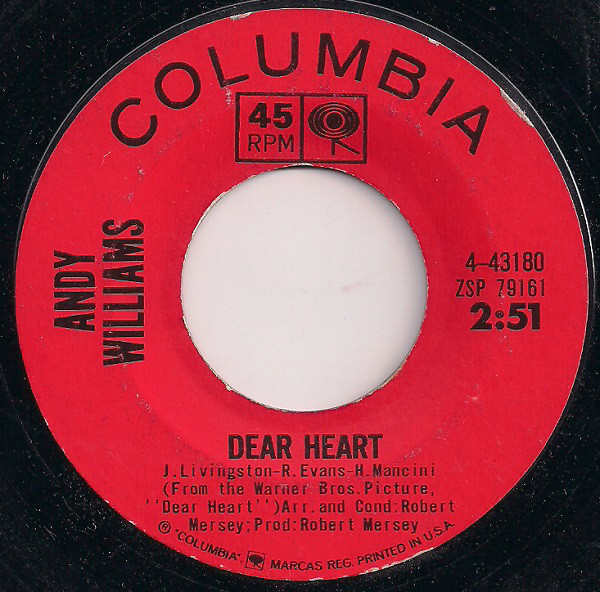 Accords et paroles Dear heart Andy Williams