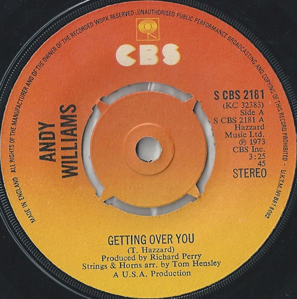Accords et paroles Getting Over You Andy Williams