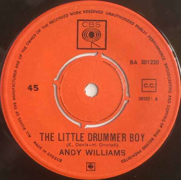 Accords et paroles The Little Drummer Boy Andy Williams