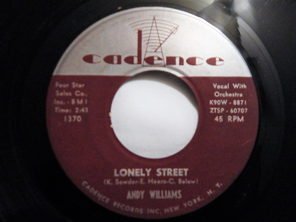 Accords et paroles Lonely Street Andy Williams