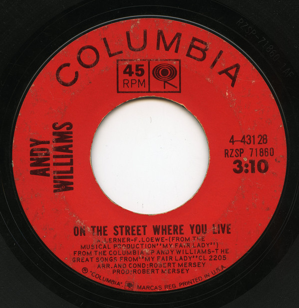 Accords et paroles On The Street Where You Live Andy Williams