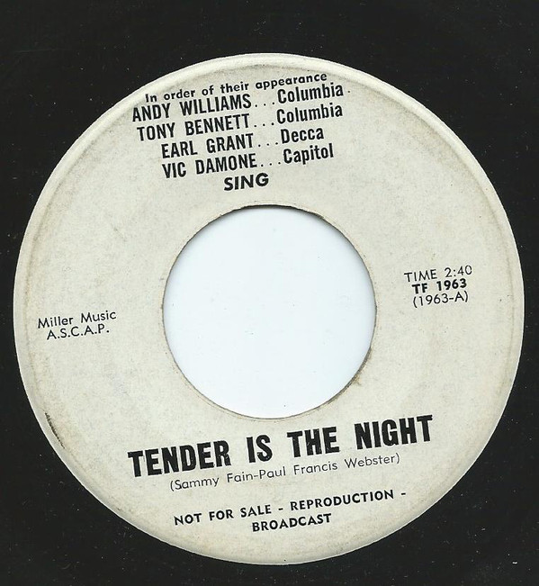 Accords et paroles Tender Is The Night Andy Williams