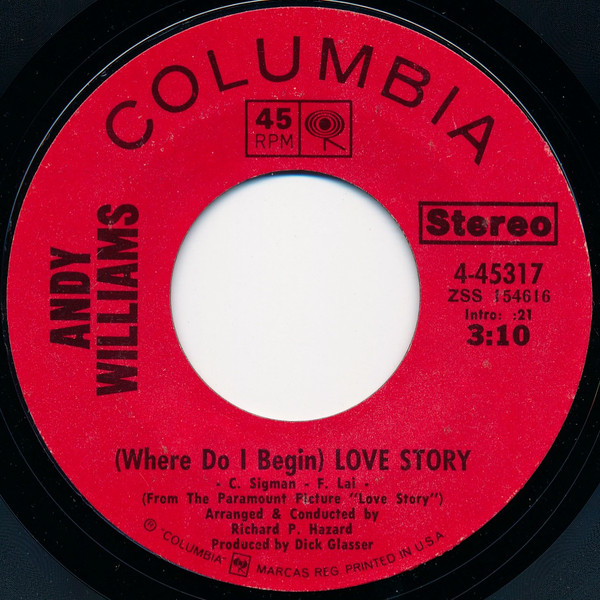 Accords et paroles Where Do I Begin Andy Williams