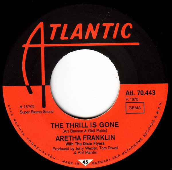 Accords et paroles The Thrill Is Gone Aretha Franklin