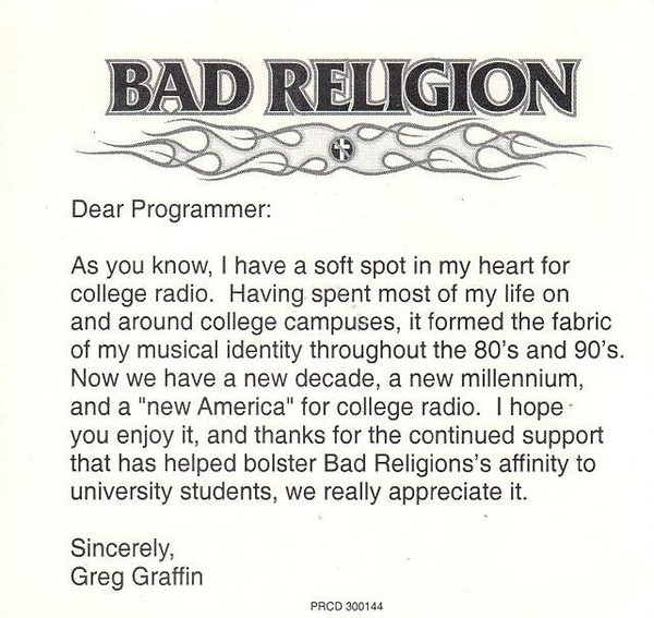 Accords et paroles New America Bad Religion