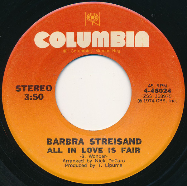 Accords et paroles All In Love Is Fair Barbra Streisand