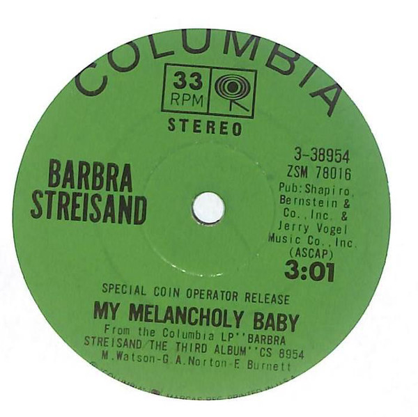 Accords et paroles My Melancholy Baby Barbra Streisand