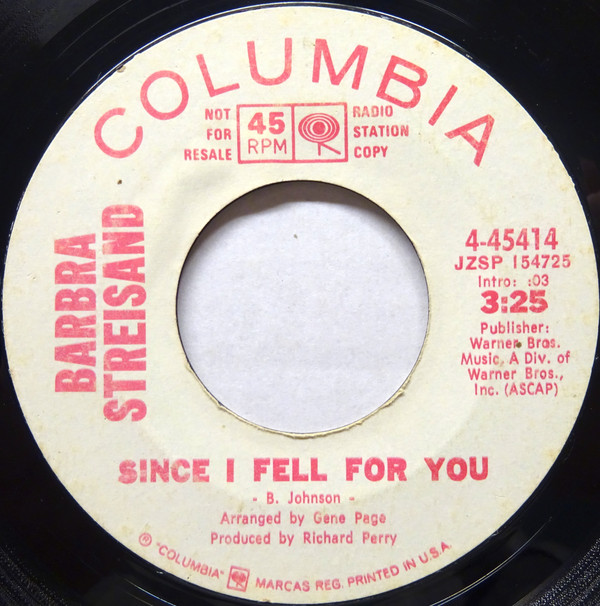 Accords et paroles Since I Fell For You Barbra Streisand