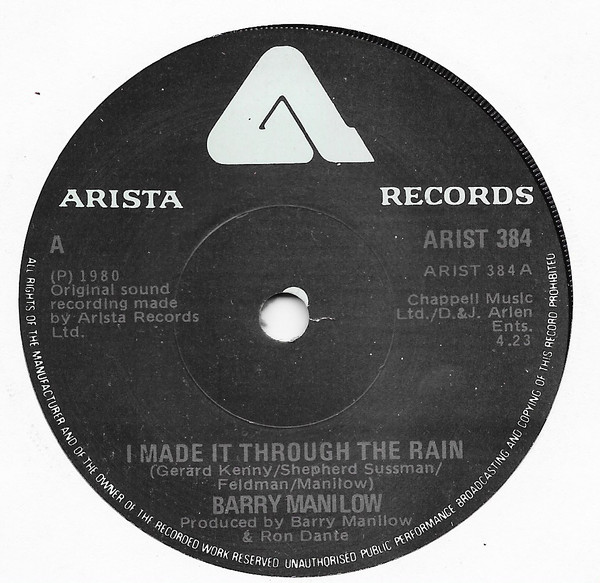 Accords et paroles I Made It Through The Rain Barry Manilow