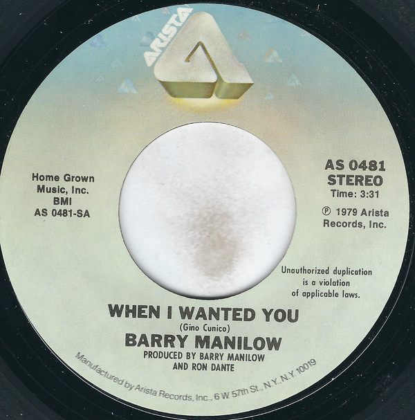 Accords et paroles When I Wanted You Barry Manilow