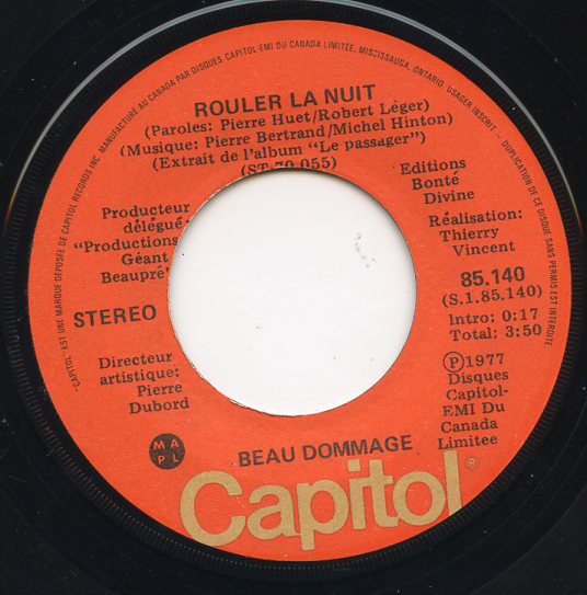 Accords et paroles Rouler la nuit Beau Dommage