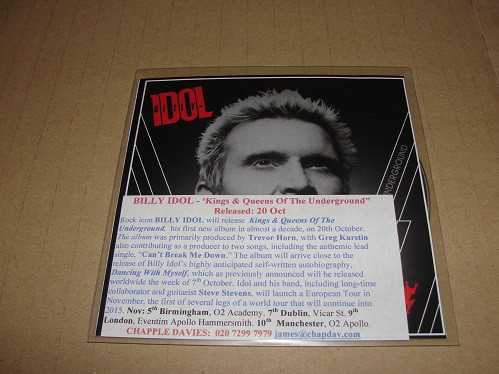 Accords et paroles Kings And Queens Of The Underground Billy Idol