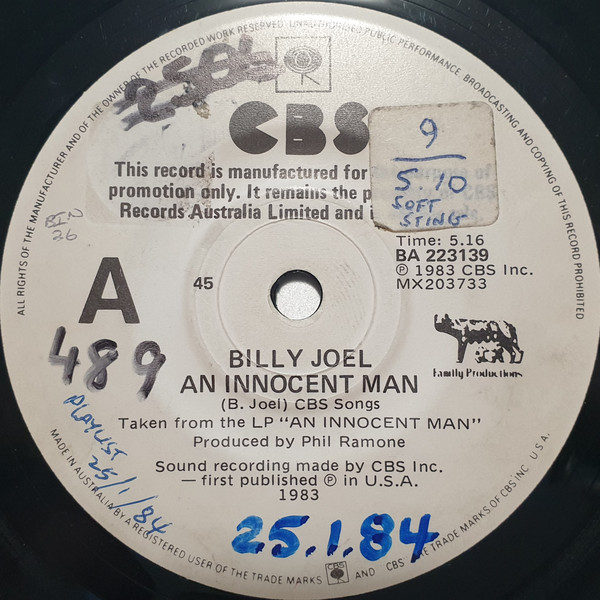 Accords et paroles An Innocent Man Billy Joel