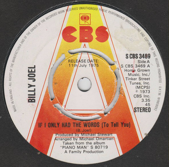 Accords et paroles If I only had the words to tell you Billy Joel