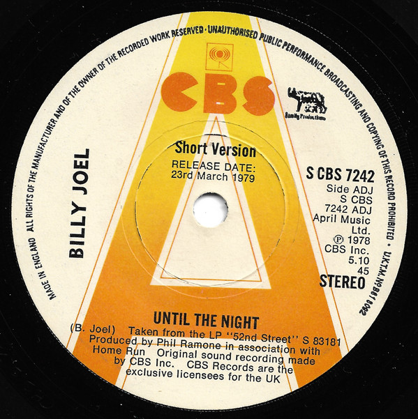 Accords et paroles Until The Night Billy Joel