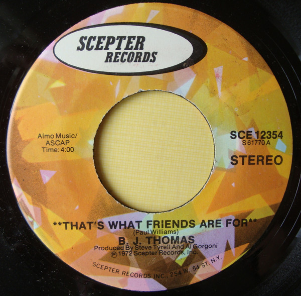 Accords et paroles That's What Friends Are For B.J. Thomas