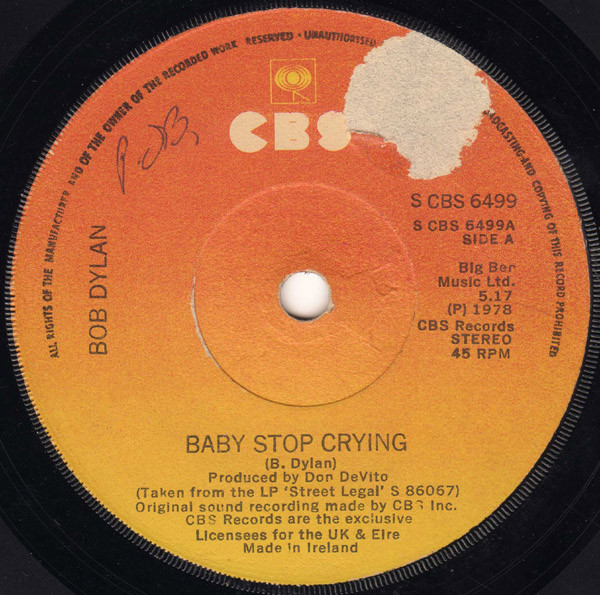 Accords et paroles Baby Stop Crying Bob Dylan