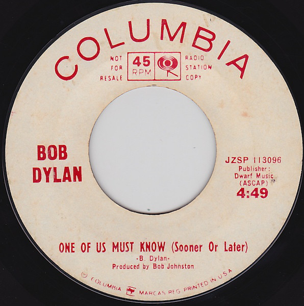 Accords et paroles One of Us Must Know (Sooner or Later) Bob Dylan