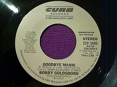 Accords et paroles Goodbye Marie Bobby Goldsboro
