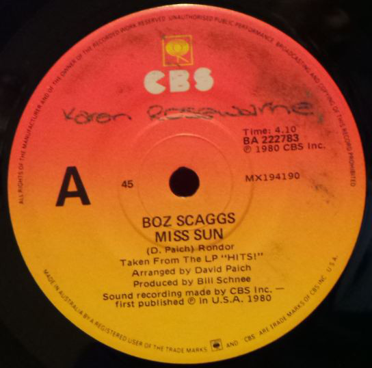 Accords et paroles Miss Sun Boz Scaggs