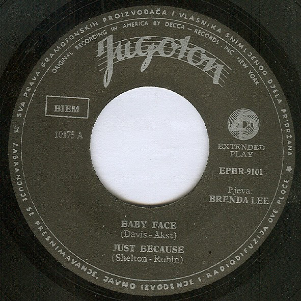 Accords et paroles Baby Face Brenda Lee