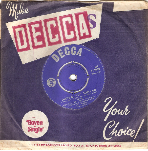Accords et paroles That´ All You Gotta Do Brenda Lee