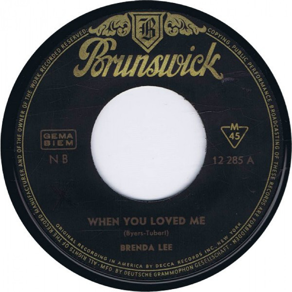 Accords et paroles When You Loved Me Brenda Lee