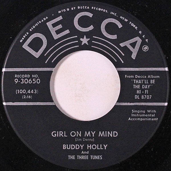 Accords et paroles Girl On My Mind Buddy Holly