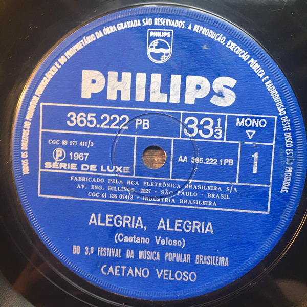 Accords et paroles Alegria, Alegria Caetano Veloso
