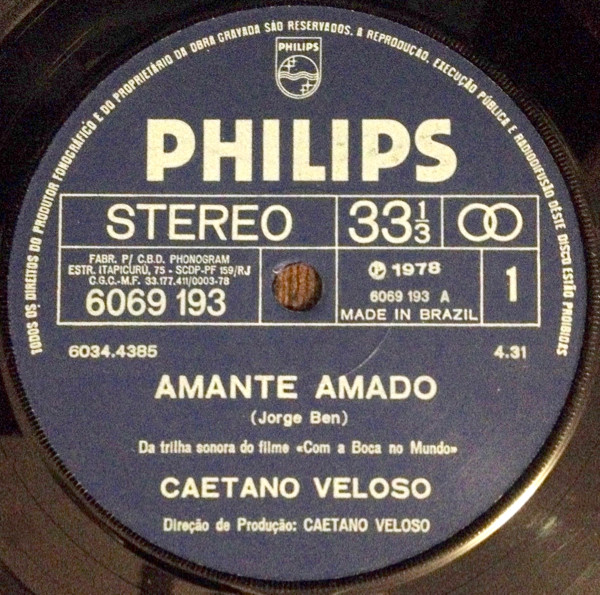 Accords et paroles Amante Amado Caetano Veloso