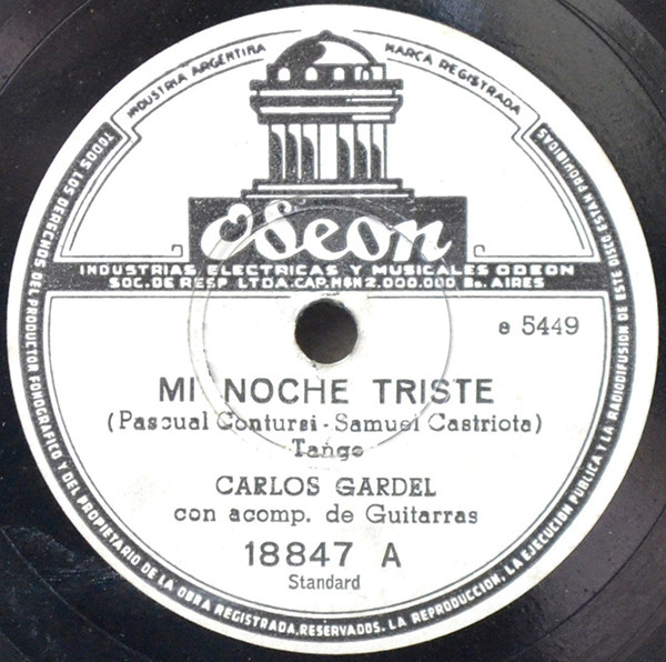 Accords et paroles Mi Noche Triste Carlos Gardel