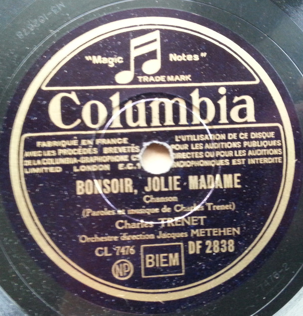 Accords et paroles Bonsoir jolie madame Charles Trenet