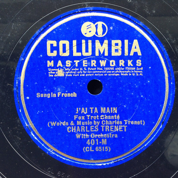 Accords et paroles J'ai Ta Main Charles Trenet