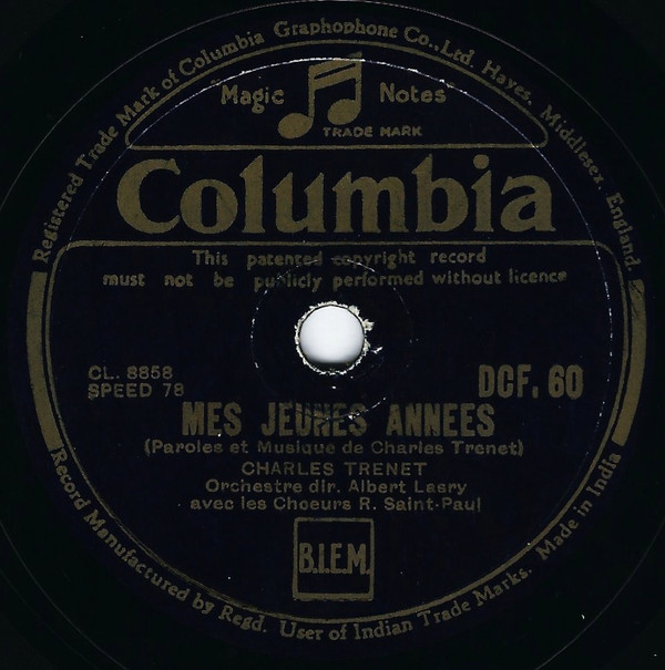 Accords et paroles Mes Jeunes Annees Charles Trenet