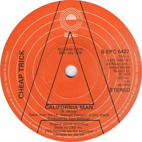 Accords et paroles California Man Cheap Trick