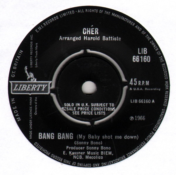 Accords et paroles Bang Bang (My Baby Shot Me Down) Cher