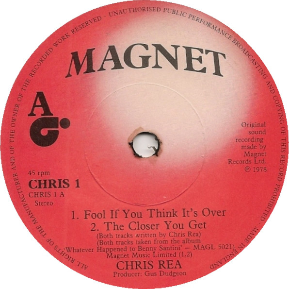 Accords et paroles Fool (If You Think It's Over) Chris Rea