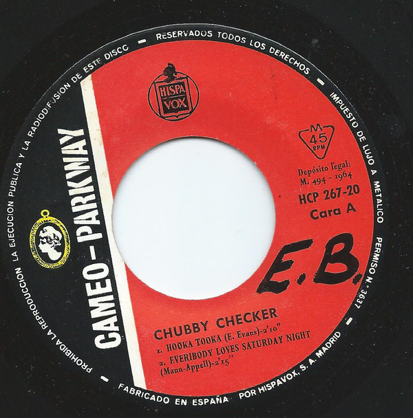 Accords et paroles Hooka Tooka Chubby Checker