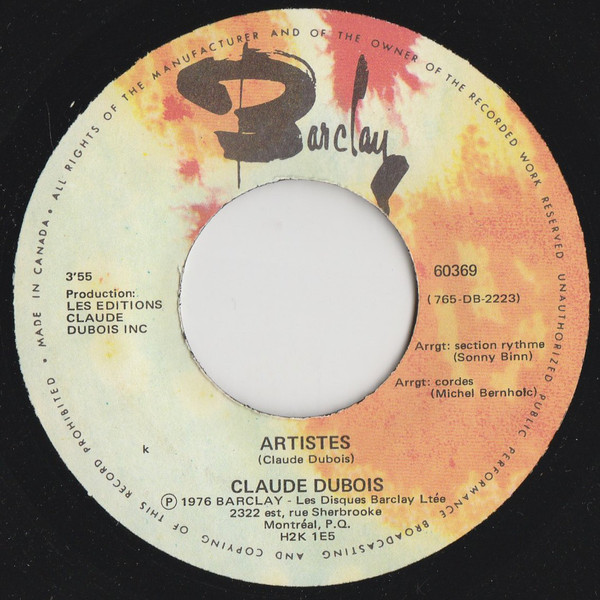Accords et paroles Artistes Claude Dubois