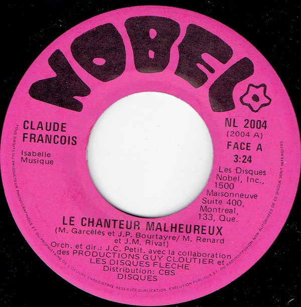 Accords et paroles Le chanteur malheureux Claude François